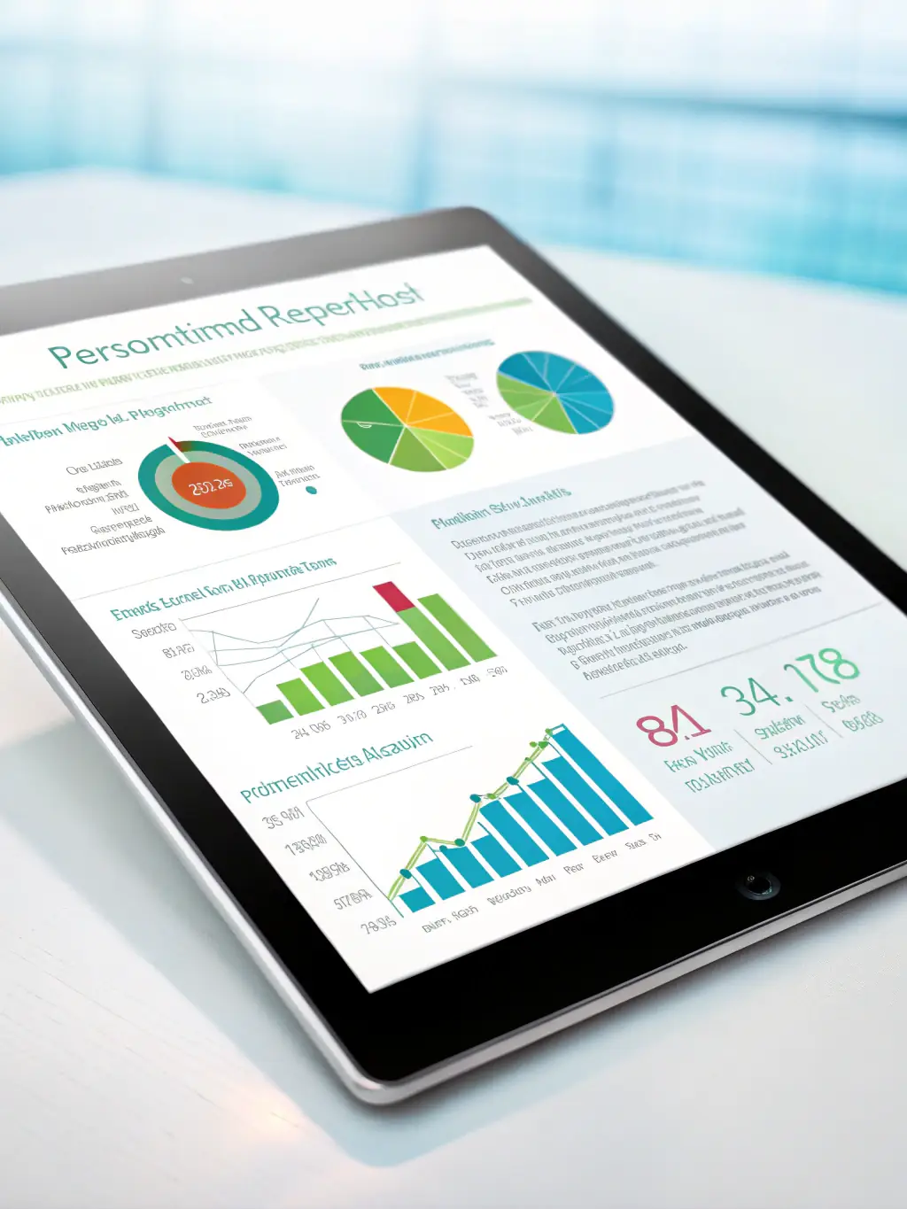 A person thoughtfully reviewing a SEED Profile assessment report on a tablet, surrounded by symbols representing personal growth and self-discovery, set against a backdrop of inspiring colors.
